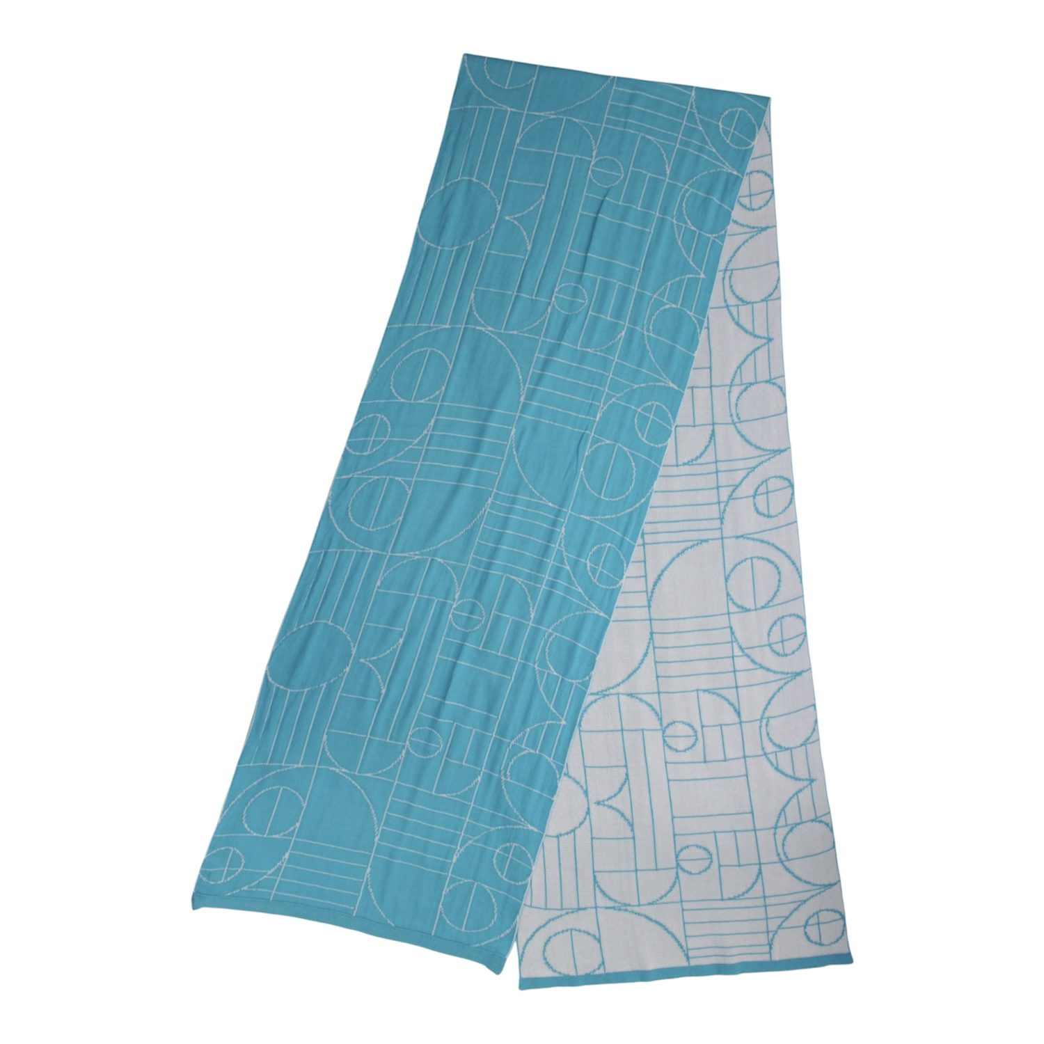 Unisex Double Side Play Summer Scarf - Off white, Aqua