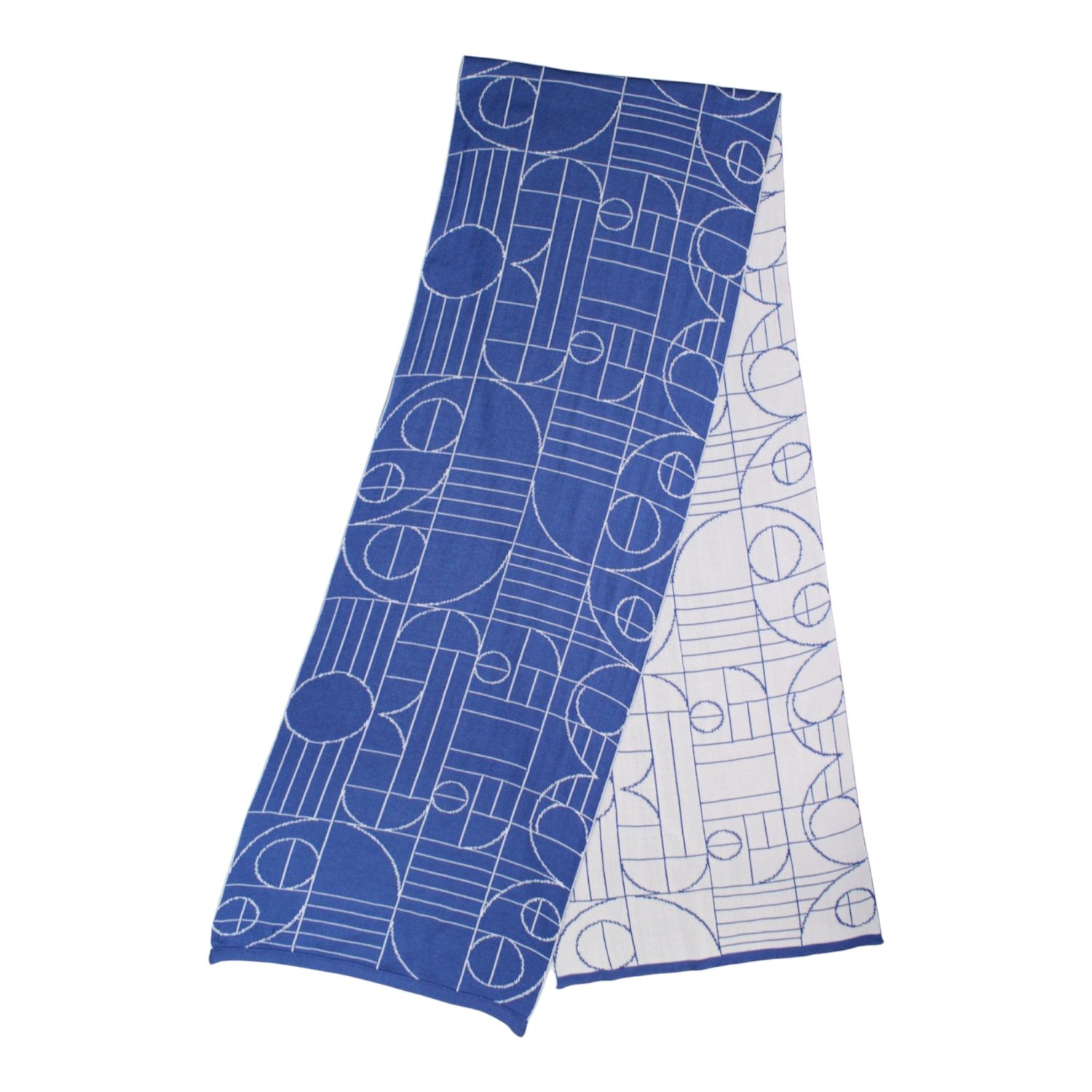 Unisex Double Side Play Summer Scarf - Off white, Azure