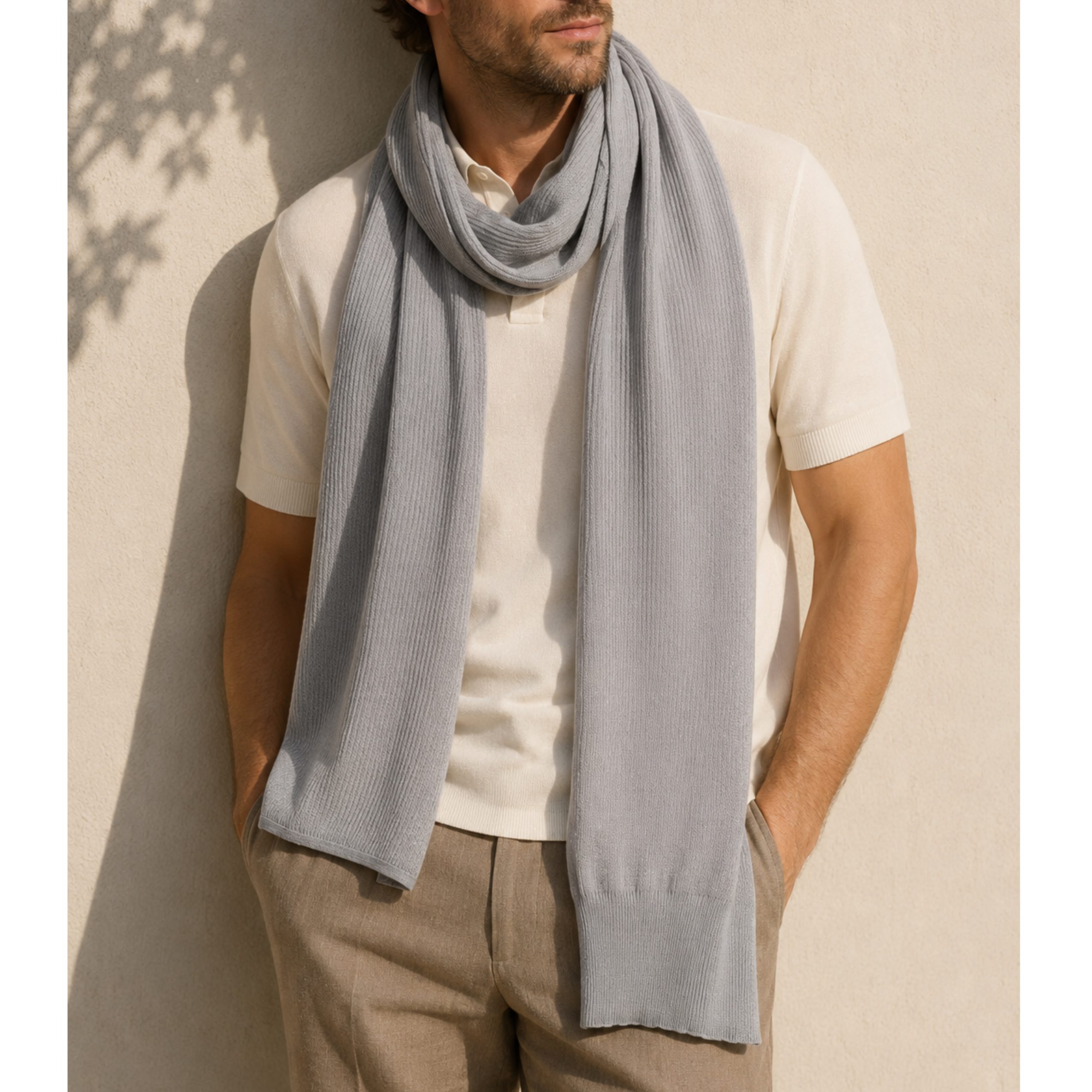 Unisex Pure Summer Scarf - Grey - Image 2